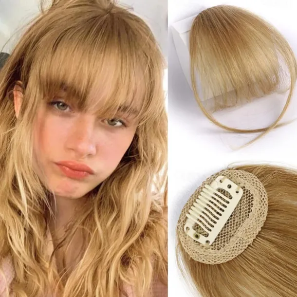 Bangs Hair Clip in Bangs Hair Wispy Bangs Clip on Fringe Bangs for Women Air Bangs Flat Neat Bangs with Temples Hairpieces for Daily Wear