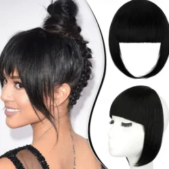 Bangs Hair Clip in Extensions French Bangs Straight Across Natural Fringe Full Bang with Temples One Piece Hair Clip for Women Girls Ash Blonde