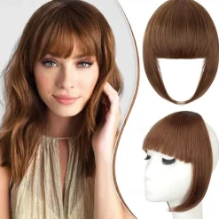 Bangs Hair Clip in Extensions French Bangs Straight Across Natural Fringe Full Bang with Temples One Piece Hair Clip for Women Girls Ash Blonde