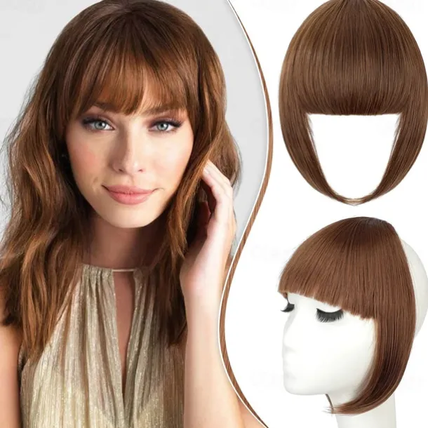 Bangs Hair Clip in Extensions French Bangs Straight Across Natural Fringe Full Bang with Temples One Piece Hair Clip for Women Girls Ash Blonde