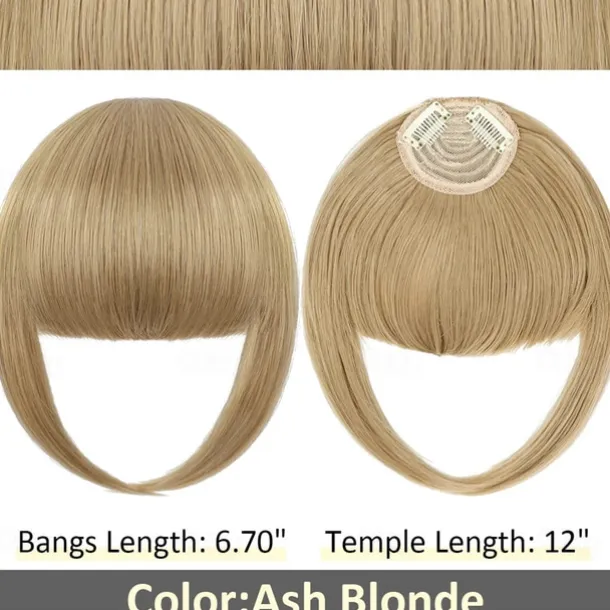Bangs Hair Clip in Extensions French Bangs Straight Across Natural Fringe Full Bang with Temples One Piece Hair Clip for Women Girls Ash Blonde