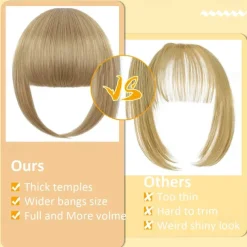 Bangs Hair Clip in Extensions French Bangs Straight Across Natural Fringe Full Bang with Temples One Piece Hair Clip for Women Girls Ash Blonde