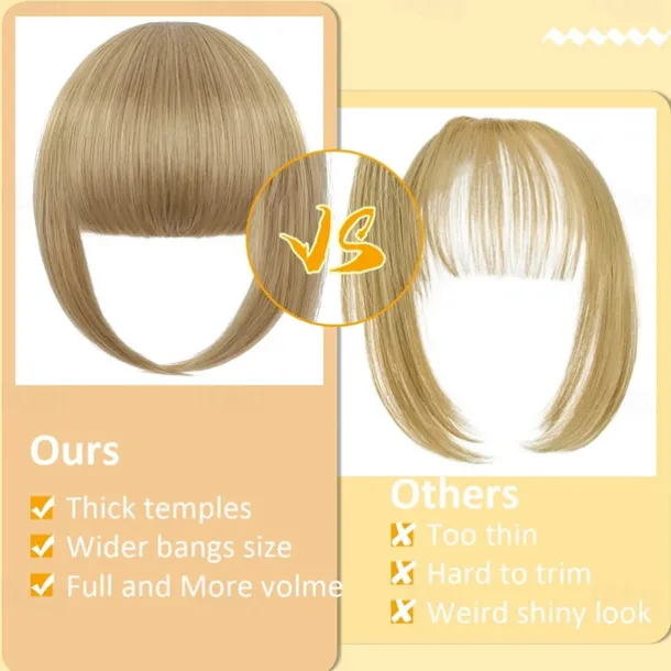 Bangs Hair Clip in Extensions French Bangs Straight Across Natural Fringe Full Bang with Temples One Piece Hair Clip for Women Girls Ash Blonde