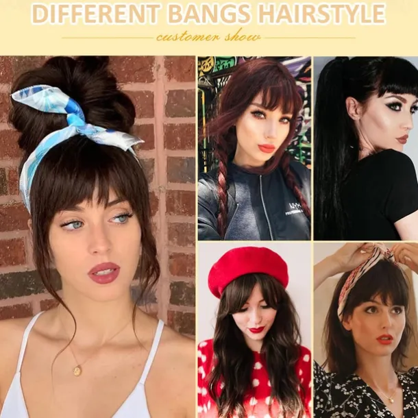 Bangs Hair Clip in Extensions French Bangs Straight Across Natural Fringe Full Bang with Temples One Piece Hair Clip for Women Girls Ash Blonde