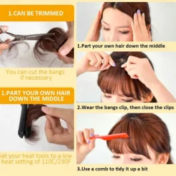 Bangs Hair Clip in Extensions French Bangs Straight Across Natural Fringe Full Bang with Temples One Piece Hair Clip for Women Girls Ash Blonde