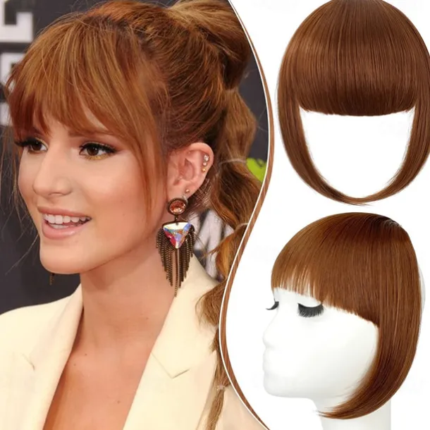 Bangs Hair Clip in Extensions French Bangs Straight Across Natural Fringe Full Bang with Temples One Piece Hair Clip for Women Girls Ash Blonde