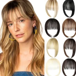 Bangs Hair Clip in Extensions Natural Fringe Bangs Clip-on Front Neat Flat Bang One Piece Long Straight Hairpiece for Women