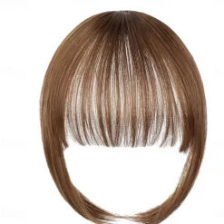 Bangs Hair Clip in Extensions Natural Fringe Bangs Clip-on Front Neat Flat Bang One Piece Long Straight Hairpiece for Women