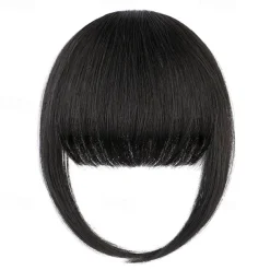 Bangs Hair Clip in Extensions Natural Fringe Bangs Clip-on Front Neat Flat Bang One Piece Long Straight Hairpiece for Women