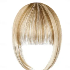 Bangs Hair Clip in Extensions Natural Fringe Bangs Clip-on Front Neat Flat Bang One Piece Long Straight Hairpiece for Women