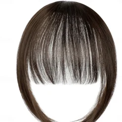 Bangs Hair Clip in Extensions Natural Fringe Bangs Clip-on Front Neat Flat Bang One Piece Long Straight Hairpiece for Women