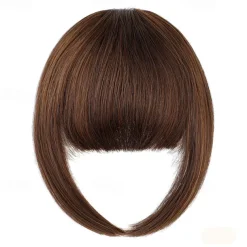 Bangs Hair Clip in Extensions Natural Fringe Bangs Clip-on Front Neat Flat Bang One Piece Long Straight Hairpiece for Women