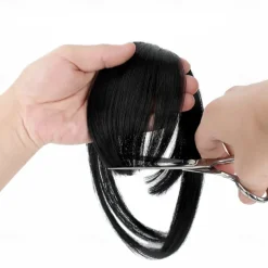 Bangs Hair Clip in Extensions Natural Fringe Bangs Clip-on Front Neat Flat Bang One Piece Long Straight Hairpiece for Women