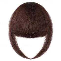 Bangs Hair Clip in Extensions Natural Fringe Bangs Clip-on Front Neat Flat Bang One Piece Long Straight Hairpiece for Women