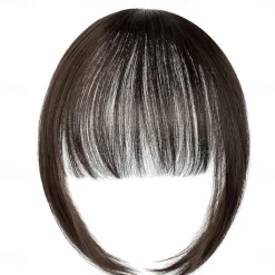 Bangs Hair Clip in Extensions Natural Fringe Bangs Clip-on Front Neat Flat Bang One Piece Long Straight Hairpiece for Women