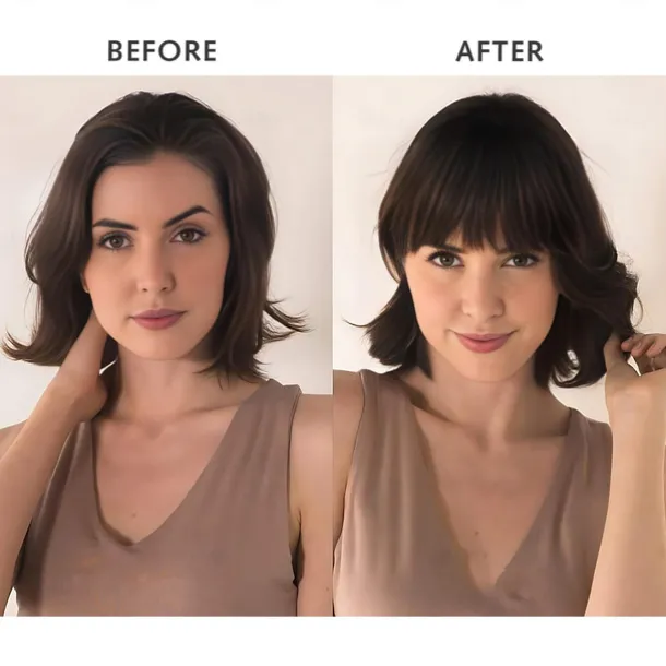 Bangs Hair Clip in Hair Extensions Flat Front Face Fringe Bangs with Temples Dark Brown Synthetic Hair Pieces for Women Thick Hair