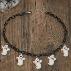Bat Ghost Pumpkin Halloween Necklace Halloween Scary Costume Adults' Women's Halloween Carnival Easy Halloween Costumes Dress Up