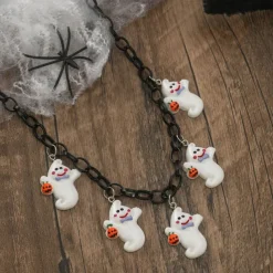 Bat Ghost Pumpkin Halloween Necklace Halloween Scary Costume Adults' Women's Halloween Carnival Easy Halloween Costumes Dress Up