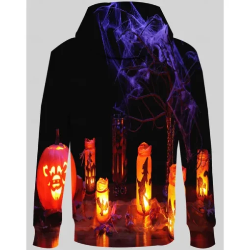 Bat Witch Pumpkin Hoodie Pullover Halloween 3D Front Pocket Graphic For Couple's Men's Women's Adults' Halloween Carnival Masquerade 3D Print Party Casual Daily