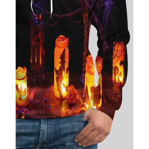 Bat Witch Pumpkin Hoodie Pullover Halloween 3D Front Pocket Graphic For Couple's Men's Women's Adults' Halloween Carnival Masquerade 3D Print Party Casual Daily