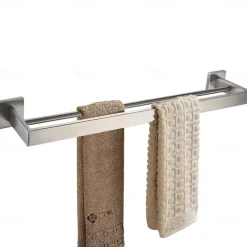 Bathroom Accessory Set 4 Piece Stainless Steel,Wall Mounted Towel Bar,Toilet Paper Holder,Toilet Brush Holder and Robe Hook,Bathroom Hardware Set(Black/Golden/Chrome/Brushed Nickel)