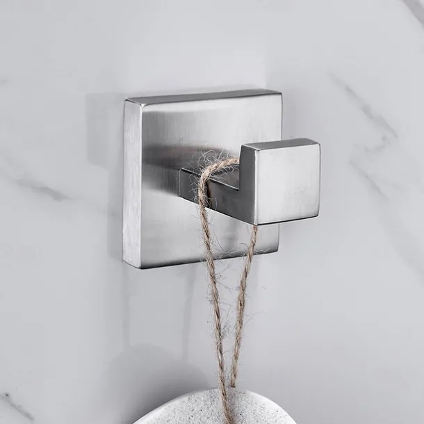 Bathroom Accessory Set 4 Piece Stainless Steel,Wall Mounted Towel Bar,Toilet Paper Holder,Toilet Brush Holder and Robe Hook,Bathroom Hardware Set(Black/Golden/Chrome/Brushed Nickel)