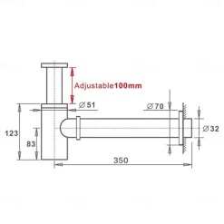 Bathroom Brass Contemporary Round Bottle P Trap Lavatory Adjustable Basin Sink Waste Drain P-Trap Kit with Pop up Drain(Silvery,Black)