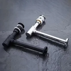 Bathroom Brass Contemporary Round Bottle P Trap Lavatory Adjustable Basin Sink Waste Drain P-Trap Kit with Pop up Drain(Silvery,Black)