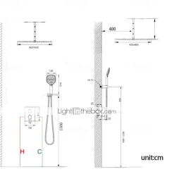 Bathroom Ceiling Mounted Shower Faucet Set, High Flow Rain Shower Concealed Shower System with Multi Function Handheld Shower, Hot and Cold Water Switch Included
