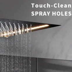 Bathroom Ceiling Mounted Shower Faucet, High Flow Stainless Steel 50 X 36 cm Rectangular Rain Shower Faucet, Concealed Pressure Balance Shower Head Complete with LED