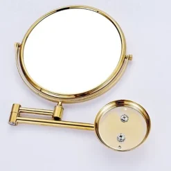 Bathroom Cosmetic Mirror Neoclassical Brass Wall Mounted Golden Shower Accessory 1 pc