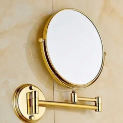 Bathroom Cosmetic Mirror Neoclassical Brass Wall Mounted Golden Shower Accessory 1 pc