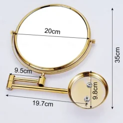 Bathroom Cosmetic Mirror Neoclassical Brass Wall Mounted Golden Shower Accessory 1 pc