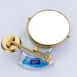 Bathroom Cosmetic Mirror Neoclassical Brass Wall Mounted Golden Shower Accessory 1 pc