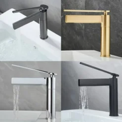 Bathroom Faucet Brass Brushed Gold Basin Faucet Mixer Tap Wash Basin Faucet Single Handle Hot Cold Lavotory Faucet