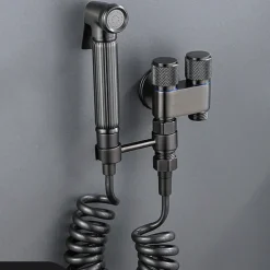 Bathroom Handheld Shower Bidet Shattaf Sprayer Wall Mount, Toilet Hand Held Bidet Shower Spray Wall Mounted Diaper Bathing Pets Feminine Hygiene Cleaning