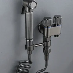 Bathroom Handheld Shower Bidet Shattaf Sprayer Wall Mount, Toilet Hand Held Bidet Shower Spray Wall Mounted Diaper Bathing Pets Feminine Hygiene Cleaning