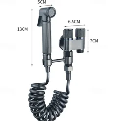 Bathroom Handheld Shower Bidet Shattaf Sprayer Wall Mount, Toilet Hand Held Bidet Shower Spray Wall Mounted Diaper Bathing Pets Feminine Hygiene Cleaning