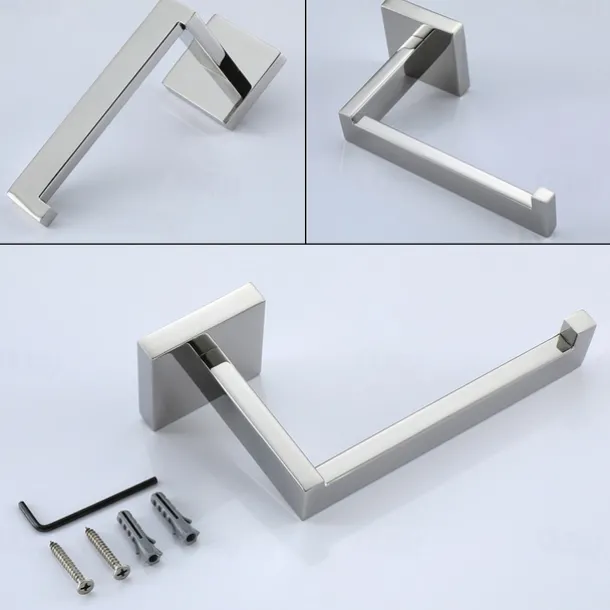 Bathroom Hardware Set 4 Pieces, SUS304 Stainless Steel Remodeled Wall Mounted Bathroom Accessories, Include 2 Robe Hook,1 Towel Bar,1 Toilet Paper Holder