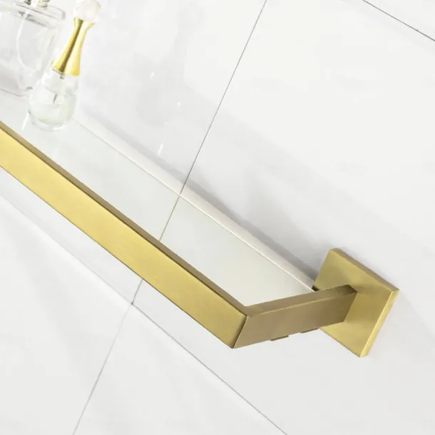 Bathroom Shelves Bathroom Tempered Glass Shelf, Sainless Steel Shower Wall Shelves No Drilling Towel Racks Rectangular 1 Tier Wall Mounted Mirror Front Shelf