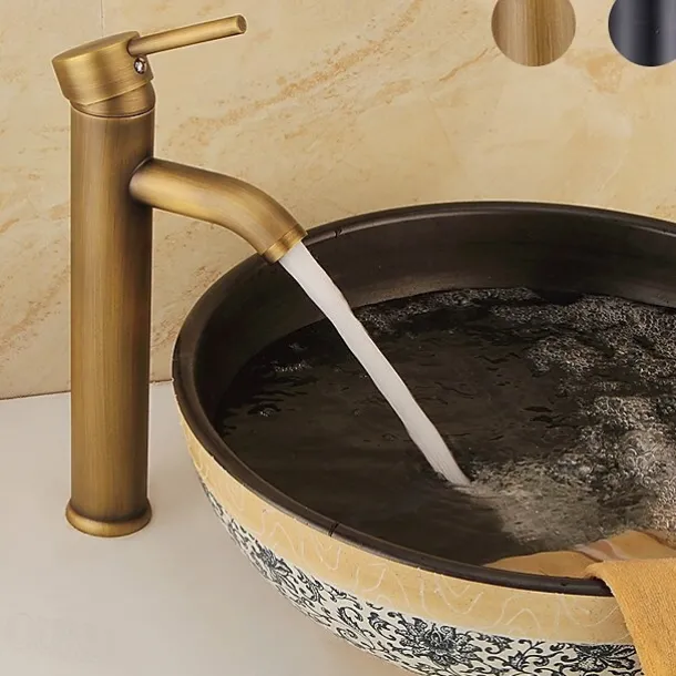 Bathroom Sink Faucet - Classic Antique Brass Centerset Single Handle One HoleBath Taps