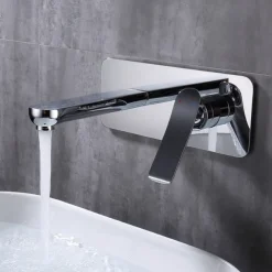 Bathroom Sink Faucet - Wall Mount / Widespread Electroplated Wall Installation Single Handle Two HolesBath Taps