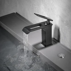 Bathroom Sink Faucet - Waterfall Electroplated / Painted Finishes Centerset Single Handle One HoleBath Taps