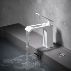 Bathroom Sink Faucet - Waterfall Electroplated / Painted Finishes Centerset Single Handle One HoleBath Taps