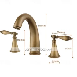 Bathroom Sink Faucet - Widespread Electroplated Widespread Two Handles Three Holesbath Taps
