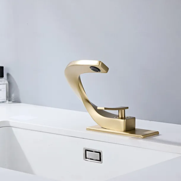 Bathroom Sink Faucet Electroplated Modern Brass Single Handle One Hole Cold And Hot Water Available Centerset Mount Lavatory Bathroom Vanity Faucet