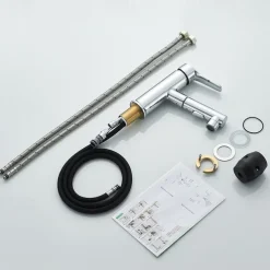 Bathroom Sink Faucet Pull out / Pullout Spray Electroplated / Painted Finishes Centerset Single Handle One HoleBath Taps