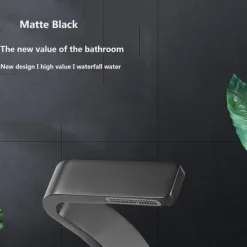 Bathroom Sink Faucet, 7-shaped Bend Waterfall Mixer Basin Taps Single Handle One Hole Vessel Taps with Hot and Cold Water Hose