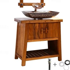 Bathroom Sink Faucet Suit Contain with Zinc Alloy Bathroom Mounting Ring Antique Tempered Glass Rectangular Vessel Sink and Brass Water Drain