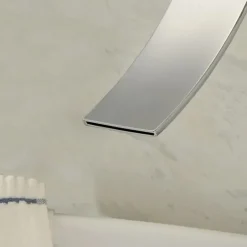 Bathroom Sink Faucet,Modern Style Stainless Steel Slide Shape Design Wall Mount Waterfall Chrome Single Handle Two Holes Bath Taps with Hot and Cold Switch and Valve